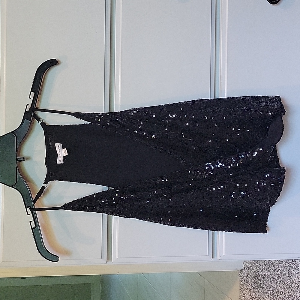 Sequin cross tank top